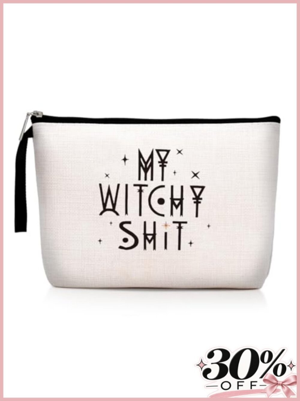 Witchy Makeup Bag Novelty Halloween Gift Tarot Flax Linen Travel Cosmetic Pouch